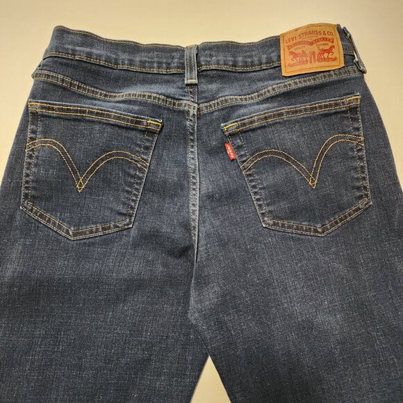 Levi's Dark Wash Stretch Denim Mid Rise Boyfriend Jeans - Picture 3 of 6